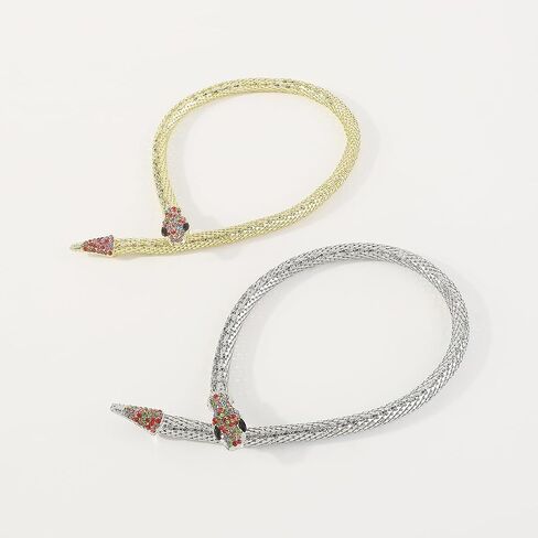 Bendable Snake Necklace for Women Adjustable Rhinestone Snake Choker Crystal Collar for Women - Halloween Gifts in Saudi Arabia