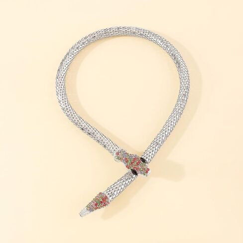 Bendable Snake Necklace for Women Adjustable Rhinestone Snake Choker Crystal Collar for Women - Halloween Gifts in Saudi Arabia