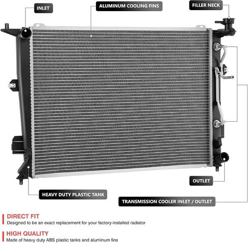 DNA MOTORING OE Style 1-Row Aluminum Cooling Radiator Compatible with Hyundai Equus 2012-2016, OEM-RA-13472, 253103N800 in Saudi Arabia