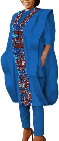 الملابس التقليدية الأفريقية للنساء Dashiki Agbada تناسب ملابس الحفلات الأفريقية للسيدات 3 قطع ملابس نسائية أفريقية in Saudi Arabia
