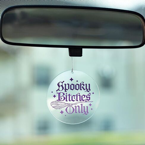 Spooky Bitches Only Rear View Mirror Car Hanging Accessories 3.5" Ornament in Saudi Arabia