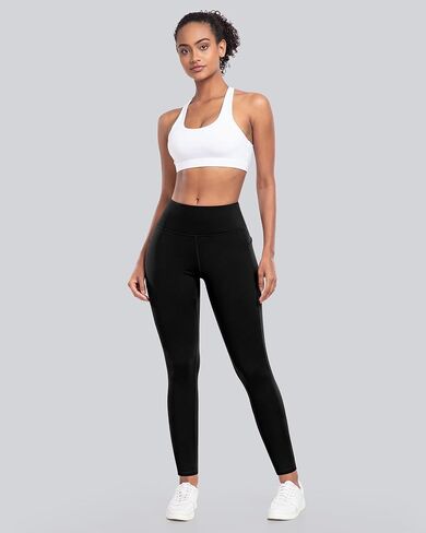 CHRLEISURE Fleece Lined Leggings Women with Pockets - Winter Warm Thermal Thick Tights High Waisted Yoga Pants in Kuwait