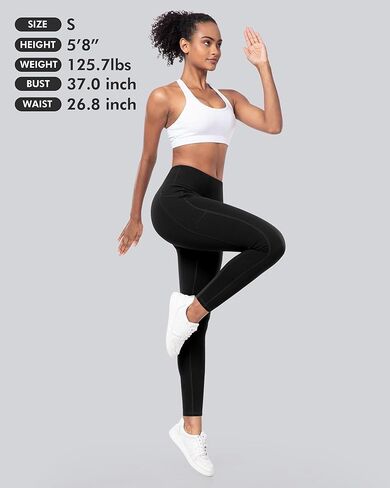 CHRLEISURE Fleece Lined Leggings Women with Pockets - Winter Warm Thermal Thick Tights High Waisted Yoga Pants in Kuwait