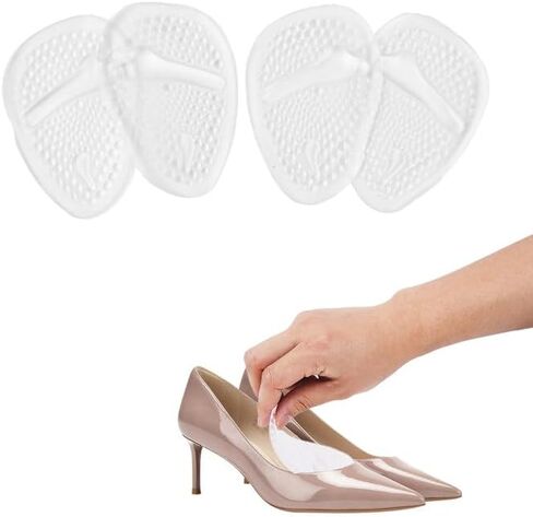 2 Pair Ball of Foot Cushions, Arch Support Insoles for Sandals and Heels, Non Slip Soft Heel Cushions, 1/3" Thick Heel Pads for Women Foot Pain Relief, Fit Any Size, Clear in Saudi Arabia