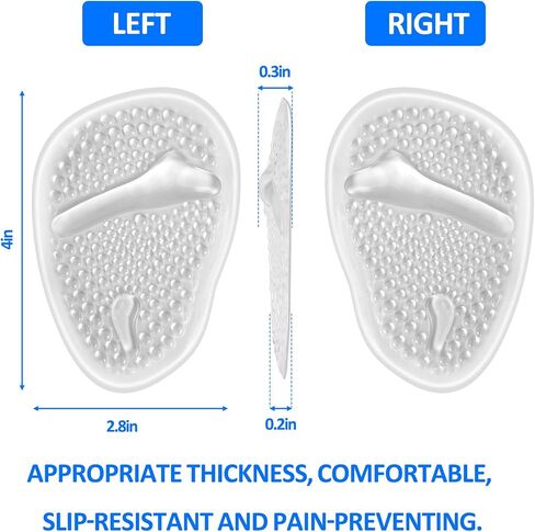 2 Pair Ball of Foot Cushions, Arch Support Insoles for Sandals and Heels, Non Slip Soft Heel Cushions, 1/3" Thick Heel Pads for Women Foot Pain Relief, Fit Any Size, Clear in Saudi Arabia