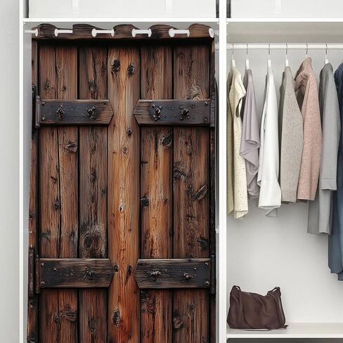 Rustic Wood Barn Door Door Curtain for Doorway Village Wooden Farmhouse Country Plank Room Darkening Blackout Curtain for Kids Boys Girls Teens Room Decor, 1 Panel 34" W X 80" L in Saudi Arabia
