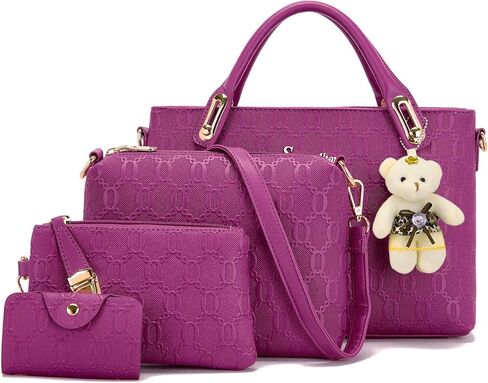 Purse for Women Fashion Medium Shoulder Bag Crossbody Bag Top Handle Tote Handbag Set 4PCS in Saudi Arabia