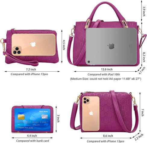 Purse for Women Fashion Medium Shoulder Bag Crossbody Bag Top Handle Tote Handbag Set 4PCS in Saudi Arabia