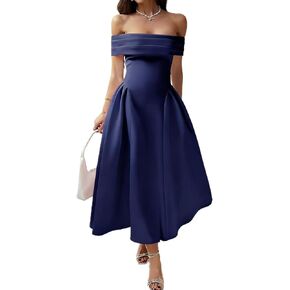 Formal Cocktail Off Shoulder Dresses for Women Elegant Swing Aline Wedding Guest Engagement Party Midi Dress in Saudi Arabia