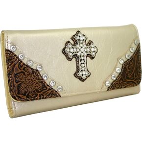 Western Rhinestone Bling Cross Accent Wallet in Saudi Arabia