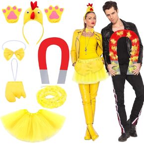 8 Pcs Halloween Chick Magnet Costume for Adults Magnet Shaped Cards 3D Chick Headband Bowtie Tail Tutu Gloves Set for Adult Halloween Cosplay in Saudi Arabia