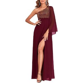 Women's Sparkly Sequin Dress Glitter One Shoulder Split Bridesmaid Cocktail Formal Evening Gowns Ball Dresses in Saudi Arabia
