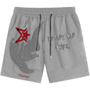 SOLY HUX Mens Graphic Shorts Casual Summer Drawstring Elastic Waist Shorts with Pockets Y2K Streetwear in Kuwait
