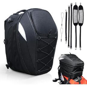 MZS Motorcycle Tail Bag, Expandable Dual Use Helmet Bag Luggage Storage Backpack with Waterproof Rain Cover - Multifunctional Motorbike Rear Seat Bag Accessories in Saudi Arabia