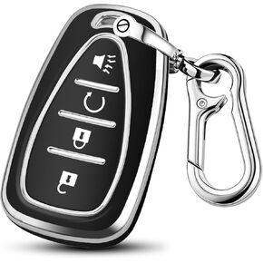 غطاء مفتاح Chevy Key Fob مع سلسلة مفاتيح، حافظة مفاتيح ناعمة من مادة TPU للحماية الكاملة مكونة من 4 أزرار لسيارة Equinox Malibu Traverse Blazer Camaro Impala Cruze Volt Bolt Sonic Trax Tahoe (4 أزرار - أحمر) in Kuwait