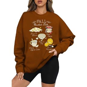 KIDDAD Thanksgiving Sweatshirts for Women Fall Bucket List Graphic Pullover Tops Halloween Pumpkin Embroidered Sweater in Saudi Arabia