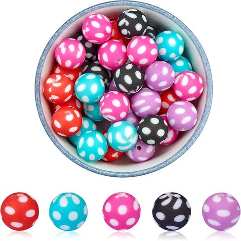 70pcs 15mm Round Silicone Beads Making Kit, Bulk Beads for Jewelry Crafts (7 Styles) in Saudi Arabia