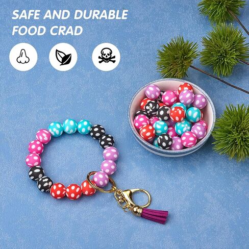 70pcs 15mm Round Silicone Beads Making Kit, Bulk Beads for Jewelry Crafts (7 Styles) in Saudi Arabia
