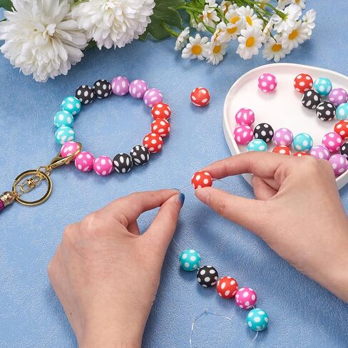 70pcs 15mm Round Silicone Beads Making Kit, Bulk Beads for Jewelry Crafts (7 Styles) in Saudi Arabia