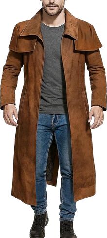 معطف نيو فيجاس A7 من جلد الغزال البني - A7 Ranger Armor Classic Cowboy Veteran Duster معطف واق من المطر in Kuwait