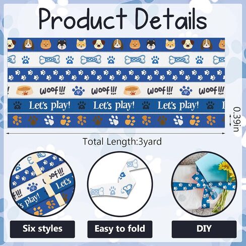 5 PCS Birthday Dinosaurs Ribbons for Crafting, 3/8" Width Grosgrain Ribbons Cartoon Animal World Craft Ribbons for Gift Wrapping Baby Shower Decorations in Saudi Arabia