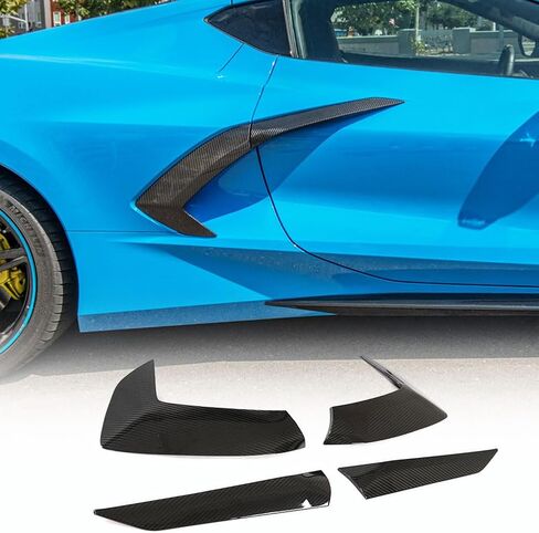 MCARCAR KIT C8 ألياف الكربون المصد الأمامي فواصل لشفروليه كورفيت C8 2020-2024 المصد الأمامي الجانب Canards الغوص الطائرة تنفيس الهواء زعانف مدخل الشواية in Saudi Arabia