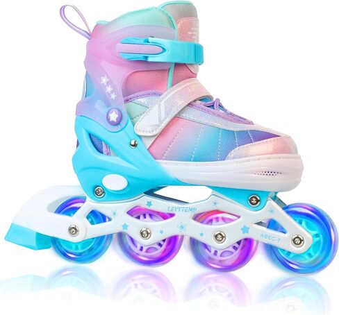 Kids Adjustable Inline Skates for Girls Size M Ages 5-12 Blades Skate with Outdoor All Light Up Wheels for Beginner Women in Saudi Arabia