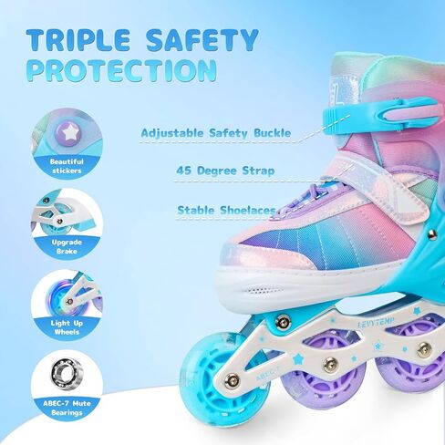 Kids Adjustable Inline Skates for Girls Size M Ages 5-12 Blades Skate with Outdoor All Light Up Wheels for Beginner Women in Saudi Arabia
