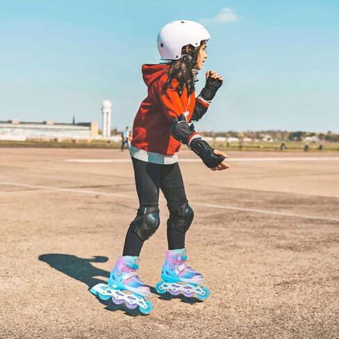 Kids Adjustable Inline Skates for Girls Size M Ages 5-12 Blades Skate with Outdoor All Light Up Wheels for Beginner Women in Saudi Arabia
