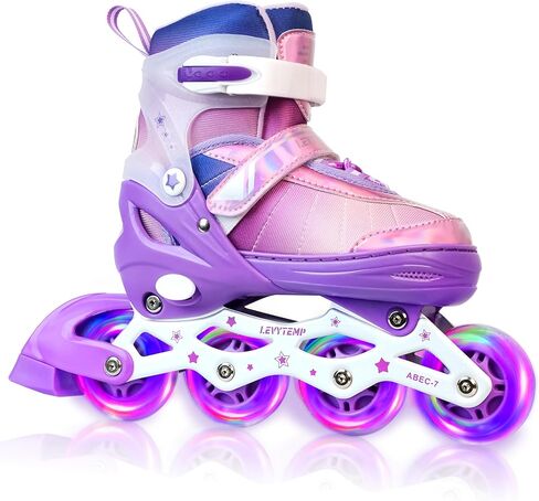 Kids Adjustable Inline Skates for Girls Size M Ages 5-12 Blades Skate with Outdoor All Light Up Wheels for Beginner Women in Saudi Arabia