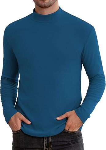 تيشيرتات رجالي حرارية Mockneck بأكمام طويلة وسترة أساسية ناعمة بقصة ضيقة in Kuwait