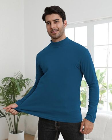تيشيرتات رجالي حرارية Mockneck بأكمام طويلة وسترة أساسية ناعمة بقصة ضيقة in Kuwait