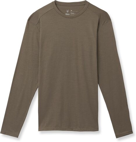 تي شيرت IBEX Merino Wool للرجال ذو أكمام طويلة ورقبة دائرية | تي شيرت رجالي خفيف الوزن، ماص للرطوبة، ناعم وجيد التهوية in Kuwait