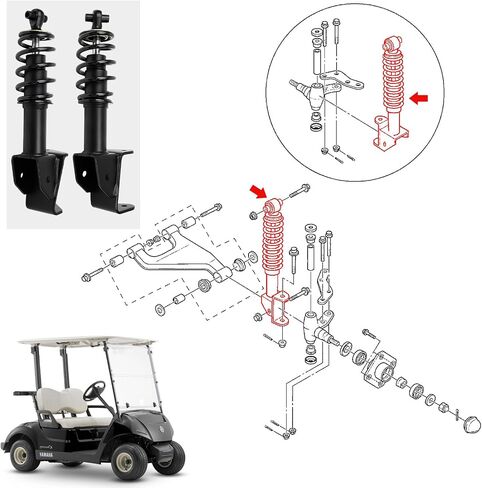 Yamaha Front Shocks Absorbers Set Fit Yamaha G29 Drive 2007-2016 Golf Cart Passenger and Driver Side OEM JW2-F3390-00-00 JW2-F3350-00 (Red) in Saudi Arabia