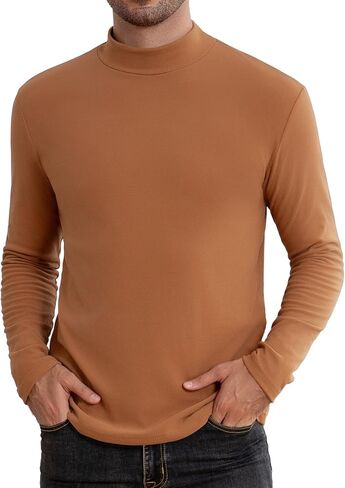 تيشيرتات رجالي حرارية Mockneck بأكمام طويلة وسترة أساسية ناعمة بقصة ضيقة in Kuwait