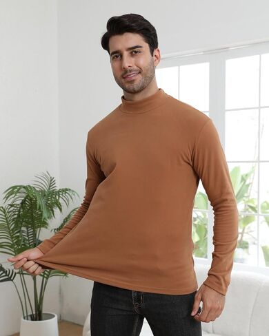 تيشيرتات رجالي حرارية Mockneck بأكمام طويلة وسترة أساسية ناعمة بقصة ضيقة in Kuwait
