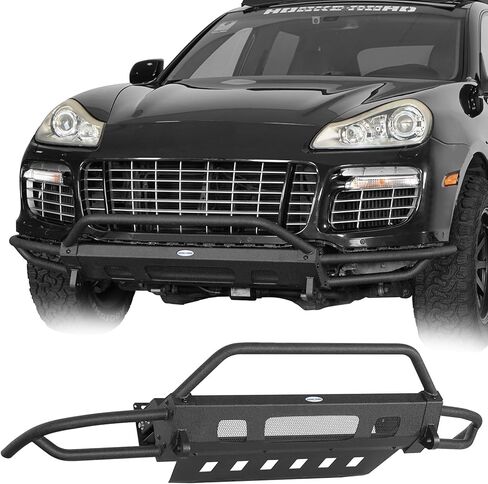Hooke Road Cayenne 957 Front Bumper w/Bull Bar for 2008 2009 2010 Porsche Cayenne 957, Sturdy Steel Tube Bumper with Skid Plate & D-ring Mounts in Saudi Arabia