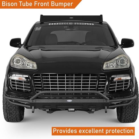 Hooke Road Cayenne 957 Front Bumper w/Bull Bar for 2008 2009 2010 Porsche Cayenne 957, Sturdy Steel Tube Bumper with Skid Plate & D-ring Mounts in Saudi Arabia