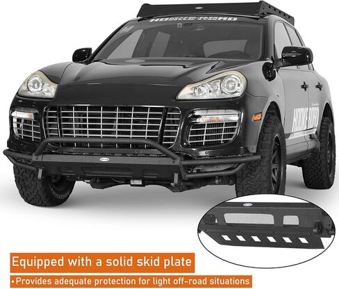Hooke Road Cayenne 957 Front Bumper w/Bull Bar for 2008 2009 2010 Porsche Cayenne 957, Sturdy Steel Tube Bumper with Skid Plate & D-ring Mounts in Saudi Arabia