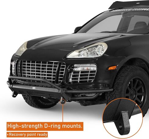 Hooke Road Cayenne 957 Front Bumper w/Bull Bar for 2008 2009 2010 Porsche Cayenne 957, Sturdy Steel Tube Bumper with Skid Plate & D-ring Mounts in Saudi Arabia