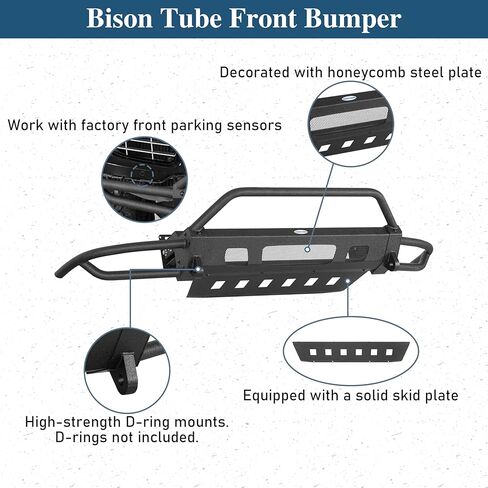 Hooke Road Cayenne 957 Front Bumper w/Bull Bar for 2008 2009 2010 Porsche Cayenne 957, Sturdy Steel Tube Bumper with Skid Plate & D-ring Mounts in Saudi Arabia
