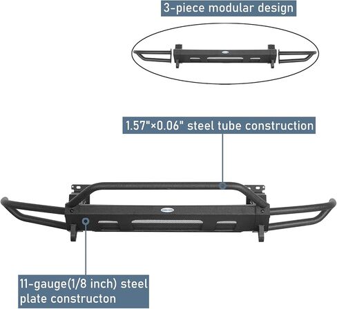 Hooke Road Cayenne 957 Front Bumper w/Bull Bar for 2008 2009 2010 Porsche Cayenne 957, Sturdy Steel Tube Bumper with Skid Plate & D-ring Mounts in Saudi Arabia