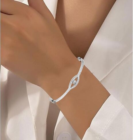 Dainty Gold Plated Bracelet for Women Thin Hinged Bangle with Cubic Zirconia Elegant European Minimalist Jewelry Stackable Trendy Gift Gold/Sliver in Saudi Arabia