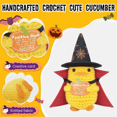 Unique Gifts for Halloween Kids and Teens - Mini Funny Emotional Support Pickle with Halloween Magic Hat and Cloak - Cute Knitted Plush Doll Halloween Decoration for Women, Toddlers, Adult in Saudi Arabia