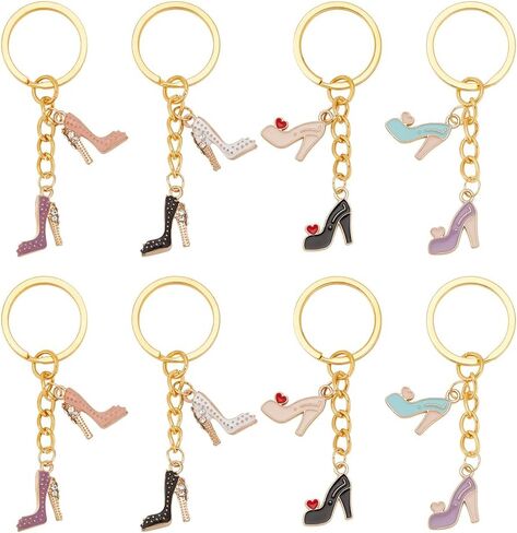 FINGERINSPIRE 8PCS High Heel Shoes Pendant Keychains Enamel Pendant Keychains with Iron Ring High Heel Shape Pendant Keyrings Women Fashion Shoes Keyring for Purse Bag Home Car Hanging Pendant in Saudi Arabia