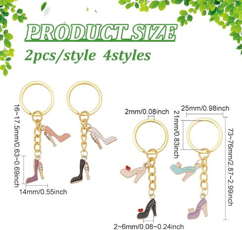 FINGERINSPIRE 8PCS High Heel Shoes Pendant Keychains Enamel Pendant Keychains with Iron Ring High Heel Shape Pendant Keyrings Women Fashion Shoes Keyring for Purse Bag Home Car Hanging Pendant in Saudi Arabia