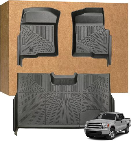 سجادات أرضية لسيارة Ford F-150 F150 SuperCrew/Crew Cab 2010–2014 مع مقاعد دلو الصف الأول (ليست لـ SuperCab أو الكابينة العادية)، وبطانات TPE مقاومة للماء ومضادة للانزلاق تناسب جميع الأحوال الجوية in Saudi Arabia