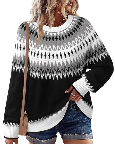 Messic Womens Fall Sweaters 2025 Long Sleeve Colorblock Pullover Casual Knit Winter Oversized Tops M-2XL in Kuwait