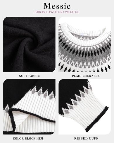 Messic Womens Fall Sweaters 2025 Long Sleeve Colorblock Pullover Casual Knit Winter Oversized Tops M-2XL in Kuwait