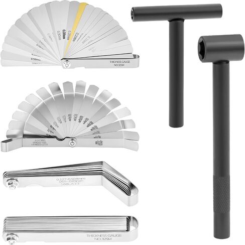 QWORK 4 Pcs Adjusting Valves Tools Set, Motorcycle Engine Screw Spanner, Straight / Offset Feeler Gauges, for Motorcycle Motor Engine in Saudi Arabia
